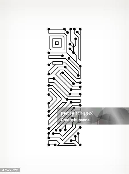 letter i circuit board on white background - circuit stock illustrations