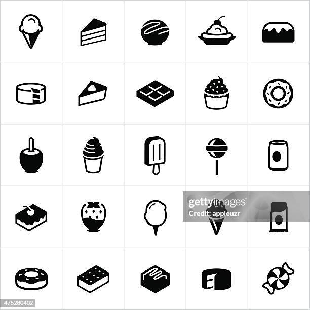 sweets, candy and desserts icons - sweetie pie stock illustrations