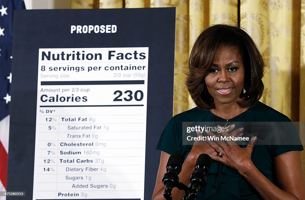 Michelle Obama Discusses Healthier Choices For Consumers At White House Event