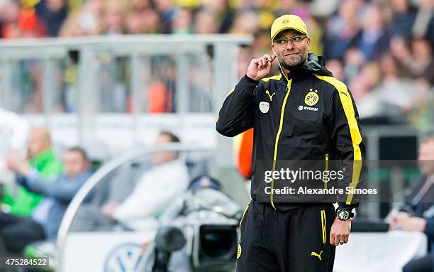 May 30: Head coach Juergen Klopp of Borussia Dortmund during the DFB Cup Final match between Borussia Dortmund and VfL Wolfsburg at Olympiastadion on...