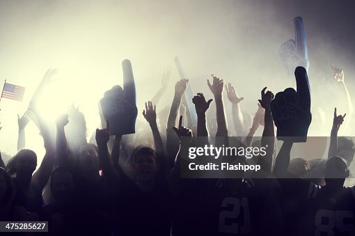 Crowd of sports fans cheering Crowd of sports fans cheering
