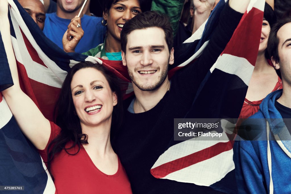 Crowd of England fans at sporting event