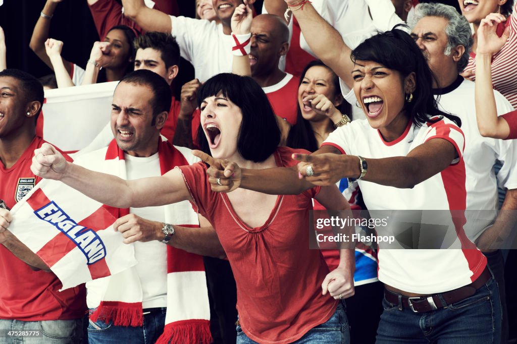 Crowd of England fans at sporting event