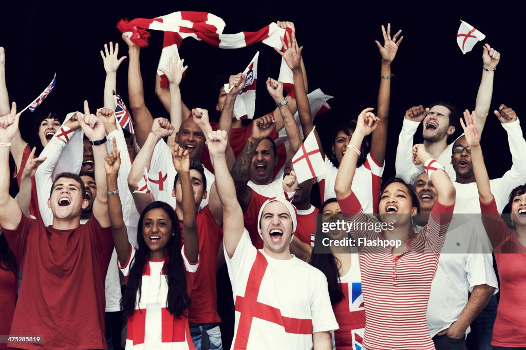 Crowd of England fans at sporting event