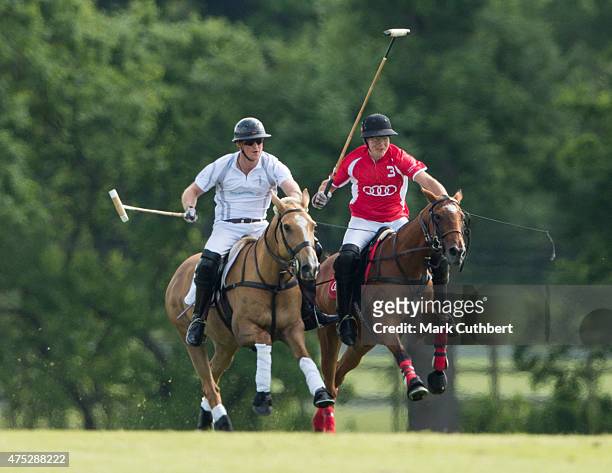 Prince Harry takes part on day one of the Audi Polo Challenge at Coworth Park on May 30, 2015 in London, England.