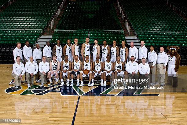 Utah Jazz Team Photo at EnergySolutions Arena on February 26, 2014 in Salt Lake City, Utah. NOTE TO USER: User expressly acknowledges and agrees...