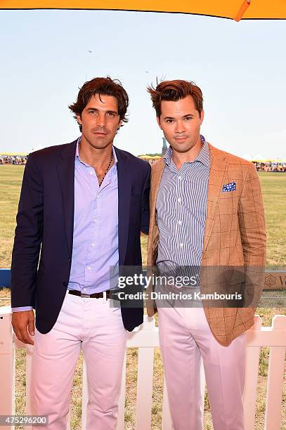 Nacho Figueras and Andrew Rannells attend the Eighth-Annual Veuve Clicquot Polo Classic at Liberty State Park on May 30, 2015 in Jersey City, New...