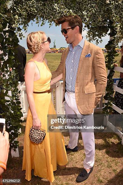 Emma Roberts and Andrew Rannells attend the Eighth-Annual Veuve Clicquot Polo Classic at Liberty State Park on May 30, 2015 in Jersey City, New...