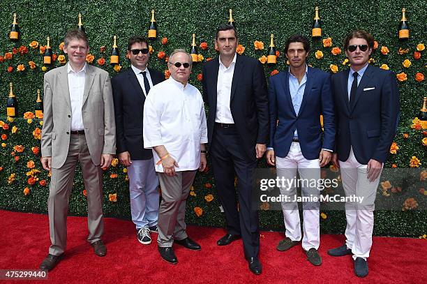 Jean-Marc Gallot, Joel Robuchon and Nacho Figueras attend the Eighth-Annual Veuve Clicquot Polo Classic at Liberty State Park on May 30, 2015 in...