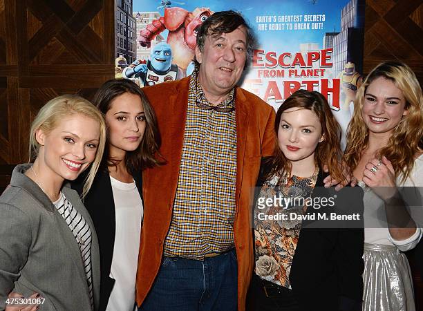 Myanna Buring, Alicia Vikaner, Stephen Fry, Holliday Grainger and Lily Janes attend a VIP screening of Harvey Weinstein's "Escape From Planet Earth"...
