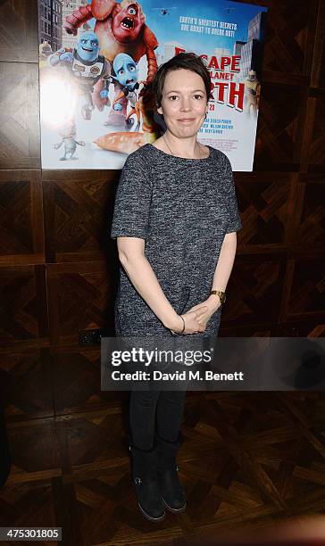 Olivia Colman attends a VIP screening of Harvey Weinstein's "Escape From Planet Earth" at The W Hotel on February 27, 2014 in London, England.