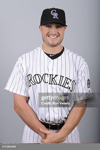 Jordan Pacheco of the Colorado Rockies poses during Photo Day on Wednesday, February 26, 2014 at Salt River Fields at Talking Stick in Scottsdale,...