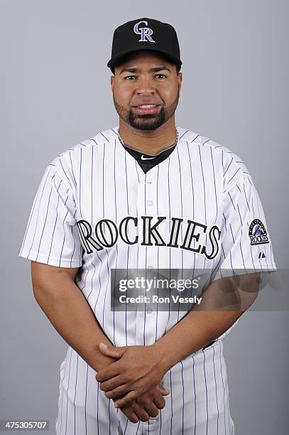 Willin Rosario of the Colorado Rockies poses during Photo Day on Wednesday, February 26, 2014 at Salt River Fields at Talking Stick in Scottsdale,...