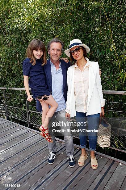 Actor Stepahne Freiss, with his wife Ursula and his daughter Bianca attend the French Tennis Open 2015 at Roland Garros on May 30, 2015 in Paris,...
