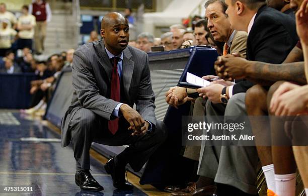 James Johnson of the Virginia Tech Hokies coaches against the Pittsburgh Panthers at Petersen Events Center on February 8, 2014 in Pittsburgh,...