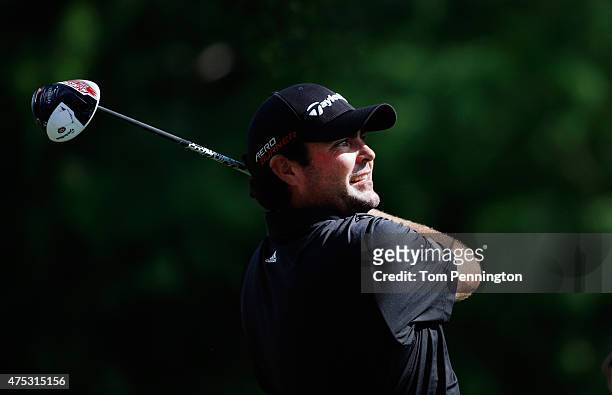 Steven Bowditch of Australia hits a tee shot on the seventh hole during Round Three of the AT&T Byron Nelson at the TPC Four Seasons Resort Las...