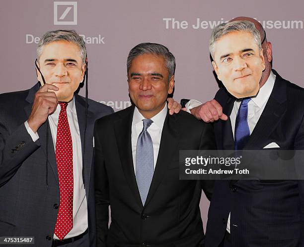 North America Deutsche Bank Jacques Brand and Co-Chief Executive Officer of Deatsche Bank Anshu Jain attend the Purim Ball 2014 at Park Avenue Armory...