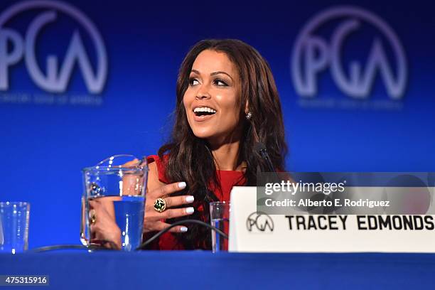 And President of Edmonds Entertainment Tracey Edmonds speaks at the 7th Annual Produced By Conference at Paramount Studios on May 30, 2015 in...