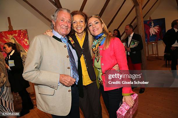 Toni Meggle and his wife Marina Meggle, Franziska Fugger - Babenhausen during the Mauro Bergonzoli Country Life Studio Opening on May 30, 2015 in...