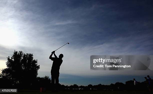 Steven Bowditch of Australia hits a tee shot on the 13th hole during Round Three of the AT&T Byron Nelson at the TPC Four Seasons Resort Las Colinas...