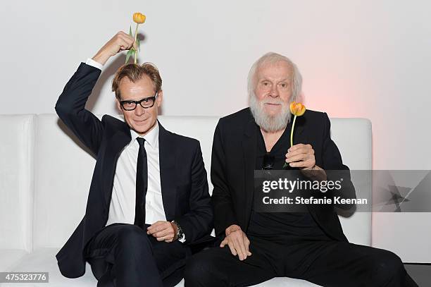 Director Philippe Vergne and Artist and Honoree John Baldessari attends the 2015 MOCA Gala presented by Louis Vuitton at The Geffen Contemporary at...