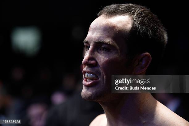 Damon Jackson of the United states looks on prior to his UFC featherweight bout against punches Rony Jason of Brazil during the UFC Fight Night...