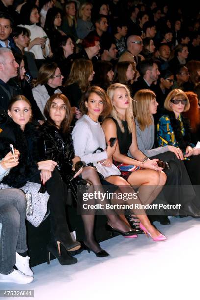 Olivia Palermo, Carine Roitfeld, Jessica Alba, Kelly Sawyer, guezst and Anna Wintour attend the Nina Ricci show as part of the Paris Fashion Week...