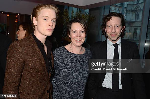 Freddie Fox, Olivia Colman and guest attend a VIP screening of Harvey Weinstein's "Escape From Planet Earth" at The W Hotel on February 27, 2014 in...