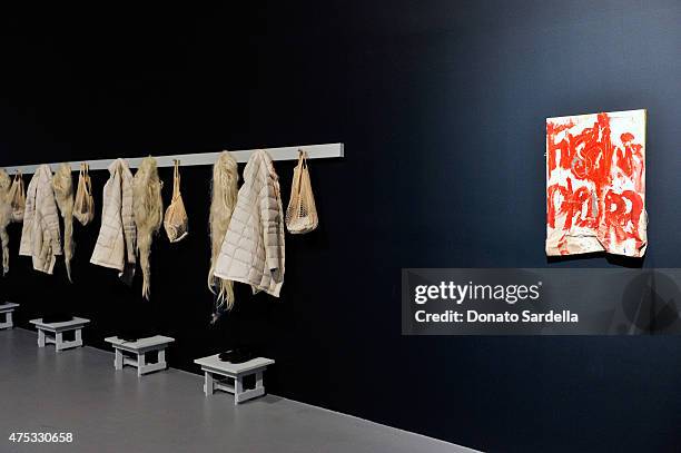 View of the William Pope.L installation "Trinket" during the 2015 MOCA Gala presented by Louis Vuitton at The Geffen Contemporary at MOCA on May 30,...