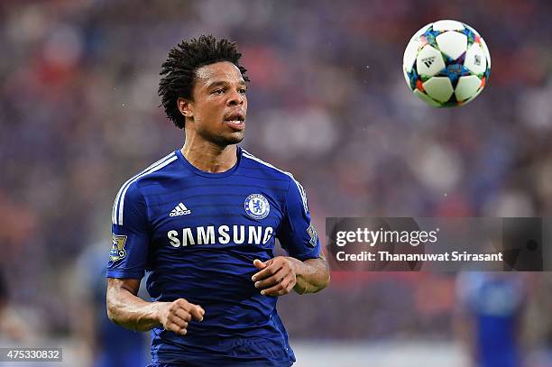 Loic Remy of Chelsea FC looks the ball during the international friendly match between Thailand All-Stars and Chelsea FC at Rajamangala Stadium on...