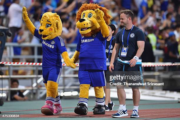 Chelsea mascot walks during the international friendly match between Thailand All-Stars and Chelsea FC at Rajamangala Stadium on May 30, 2015 in...