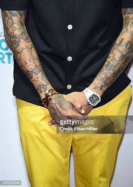Recording artist Chris Brown, fashion and tattoo detail, attends The...  News Photo - Getty Images