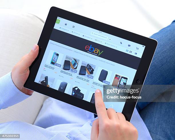 ebay on ipad - ebay shopping stock pictures, royalty-free photos & images