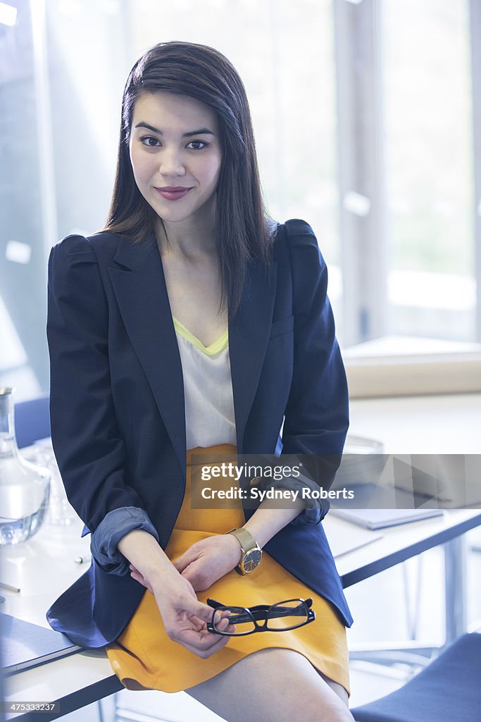 Portrait of serious businesswoman in office