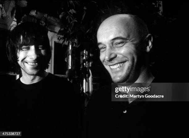 Bobby Gillespie of Primal Scream with record producer Adrian Sherwood, Aylesbury, United Kingdom, 1998.