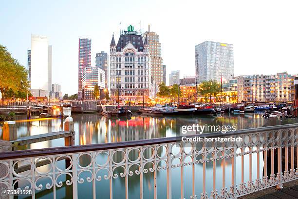 old port in rotterdam, netherlands - barge stock pictures, royalty-free photos & images