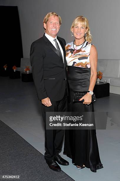 Scott Barbour and Carolyn Powers attend the 2015 MOCA Gala presented by Louis Vuitton at The Geffen Contemporary at MOCA on May 30, 2015 in Los...