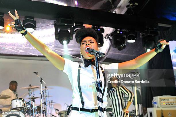 Recording artist Janelle Monae performs onstage during the 2015 MOCA Gala presented by Louis Vuitton at The Geffen Contemporary at MOCA on May 30,...