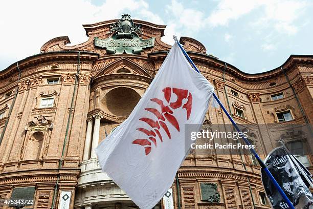 View of the facade of Palazzo Carignano during the Noodles standing.