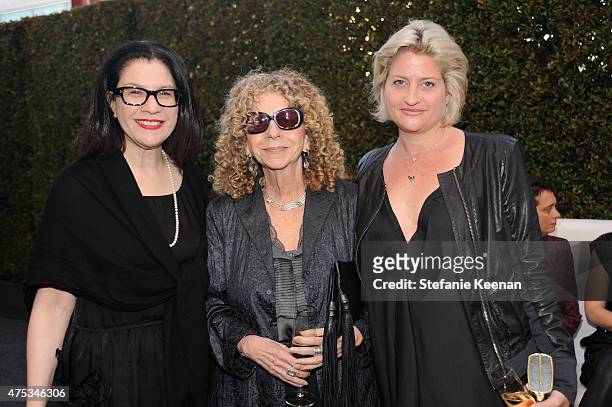Curactor Ann Goldstein; artist Barbara Kruger, and Sarah Watson attend the 2015 MOCA Gala presented by Louis Vuitton at The Geffen Contemporary at...