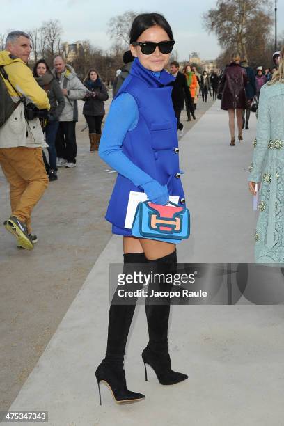 Miroslava Duma arrives at the Nina Ricci show as part of the Paris Fashion Week Womenswear Fall/Winter 2014-2015 on February 27, 2014 in Paris,...