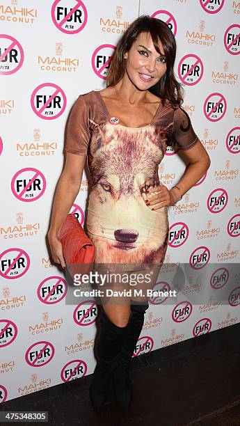 Lizzie Cundy attends as PETA host a fur free night at Mahiki on February 27, 2014 in London, England.