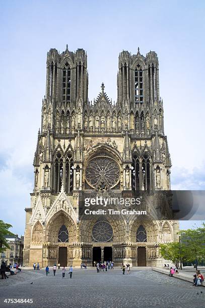 Renovation and cleaning works at Reims Notre Dame Cathedral, Champagne-Ardenne, France