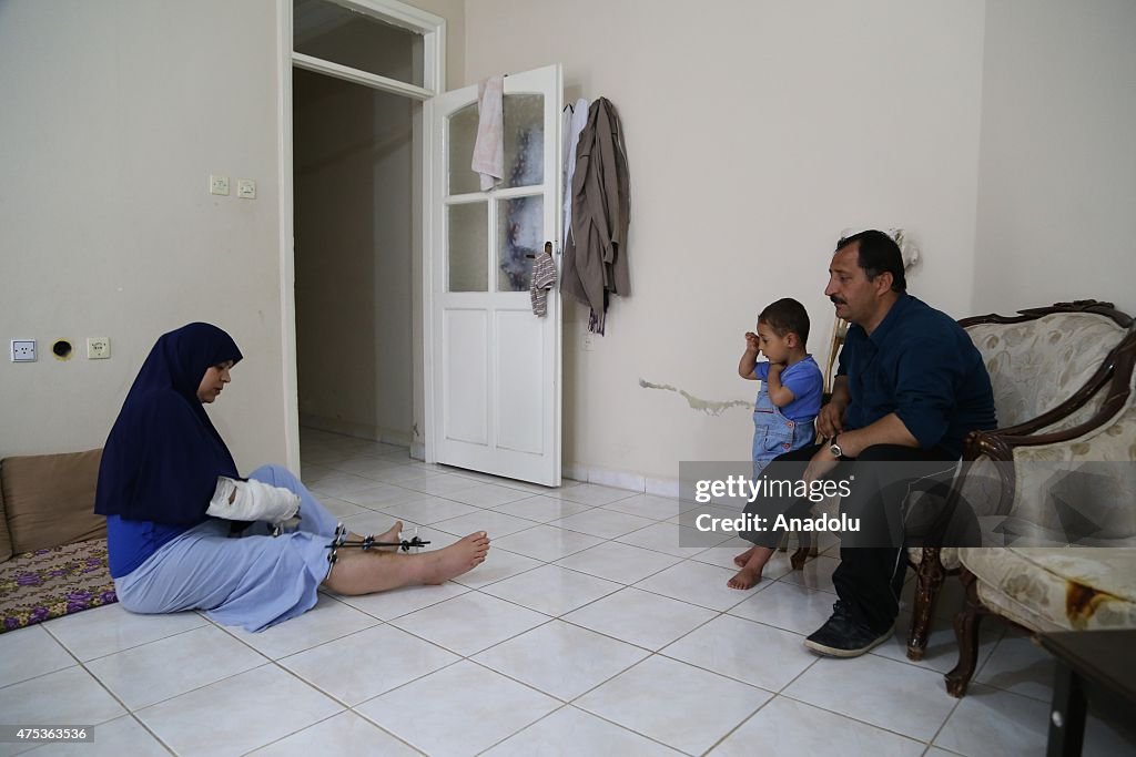 Syrian refugees became disabled in Assad regime forces strike