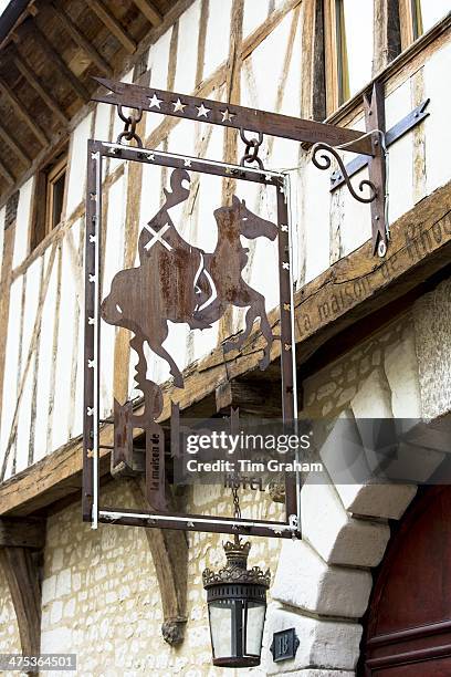 Traditional medieval timber-frame architecture at Maison Rhodes Hotel inTroyes in the Champagne-Ardenne region of France