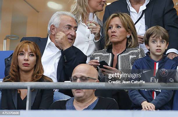 Dominique Strauss-Kahn and his girlfriend Myriam L'Aouffir attend the French Cup Final between Paris Saint-Germain and AJ Auxerre at Stade de France...