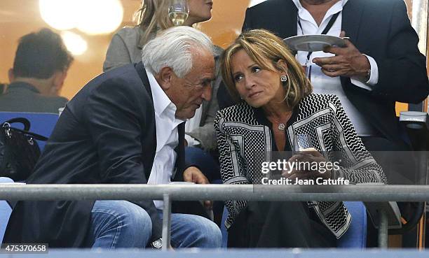 Dominique Strauss-Kahn and his girlfriend Myriam L'Aouffir attend the French Cup Final between Paris Saint-Germain and AJ Auxerre at Stade de France...