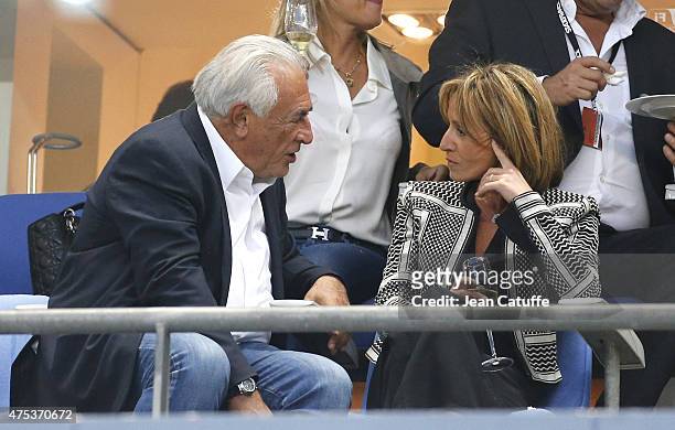 Dominique Strauss-Kahn and his girlfriend Myriam L'Aouffir attend the French Cup Final between Paris Saint-Germain and AJ Auxerre at Stade de France...