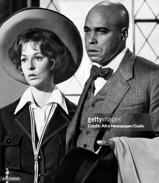 Half length portrait of the actors James Earl Jones and Jane Alexander, a still from the a still from the 1970 movie 'The Great White Hope', 1970.