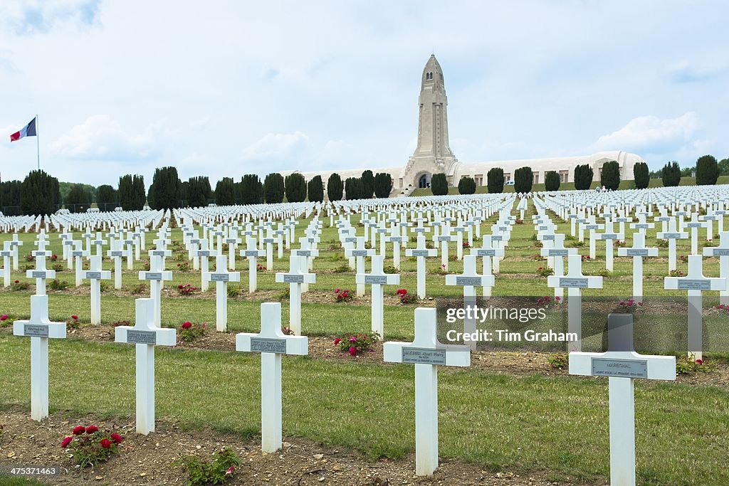 World War I soldiers' graves. Cemetery of Douaumont and Ossuary in Verdun, France